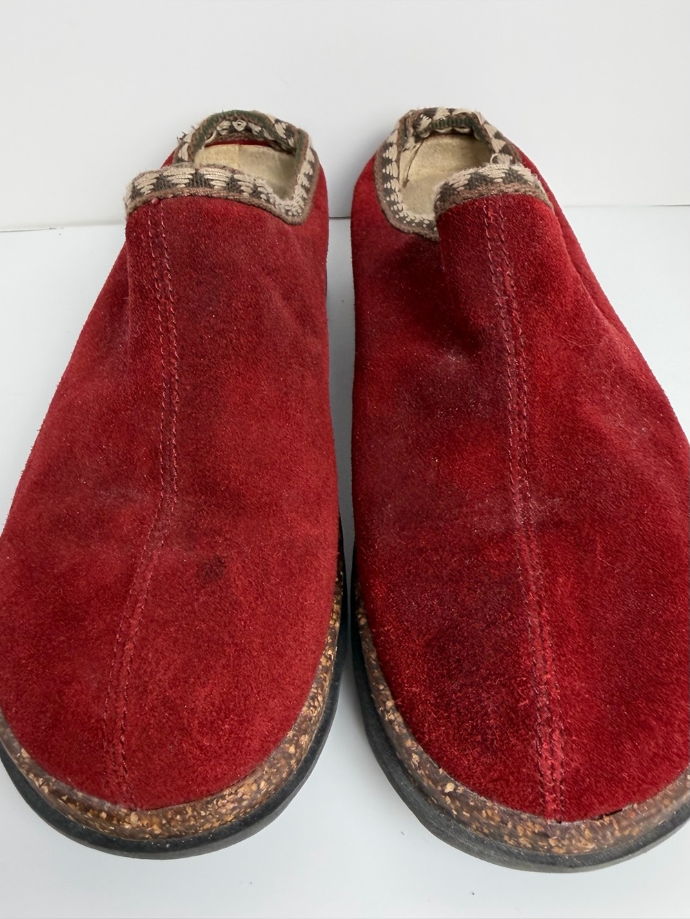 I ❤️ Comfort Red Suede Leather Clogs Mules Slip On Comfort Shoes Women’s 8.5 M